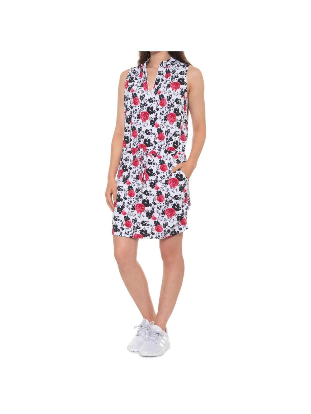 IBKUL Women's Size XL UPF 50+ Rose Floral 1/4 Zip Drawstring Waist GOLF DRESS